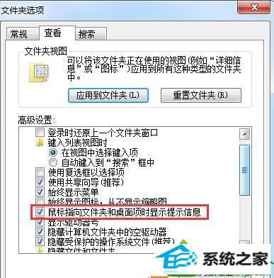 勾选后应用 win10系统鼠标指向文件夹“提示信息”消失不见的解决方法