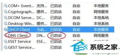 找到“dnsClient” win10系统打开网页遇到dns无响应情况的解决方法